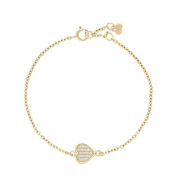 Armbånd hjerte 8x8 mm zirkonia 14-16cm 8 karat, 14-16cm