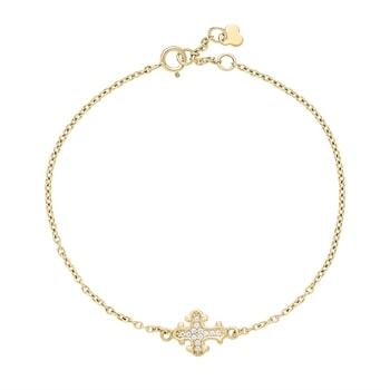 Armbånd kors 10x9mm zirkonia 16-18cm 8 karat, 16-18cm