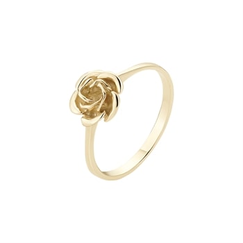 Guldring med en rosenformet top, minimalistisk design, 9x9 mm, 8 karat guld.