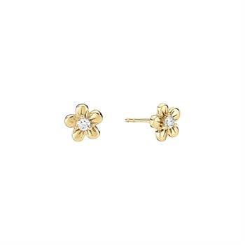 Ørestikkere blomst og diamant 0,14 ct 8 karat