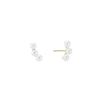 Ørestik med 3x3 mm ferskvandsperler 8 karat