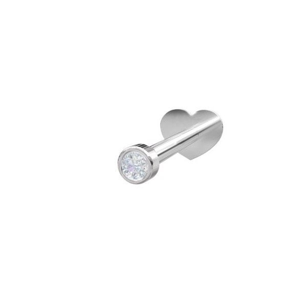 Nordahl\'s PIERCE52 labret-piercing i rhodineret sølv med en enkelt glimtrende zirkonia
