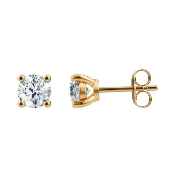 14 kt guld Luxury Solitaire ørestikkere med i alt 1,00 ct Labgrown diamant Top Wesselston VS2