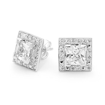 Princess Cut ørestikker 25 mm fra Bee Jewellery i sterlingsølv