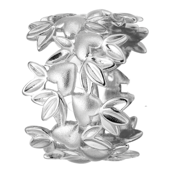 Christina Collect sterling sølv My Loving Nature Smuk sølvring med små blade og hjerter, ring størrelser fra 49-61