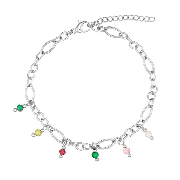 Stål armbånd med ædelsten 