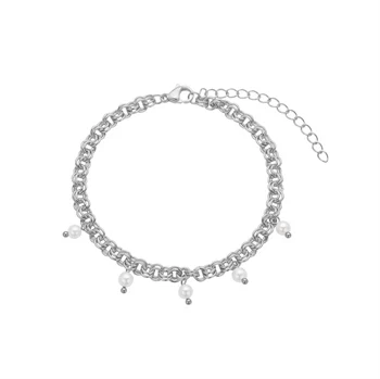 Armbånd i stål med shell pearls, fra Blicher Fuglsang