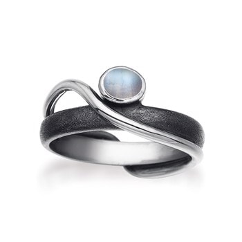 Rabinovich, Midnight Moon antik oxideret sterling sølv fingerring med Månesten