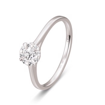 Saint Maurice 14 karat hvidgulds ring med 9 stk i alt 0,104 ct diamanter