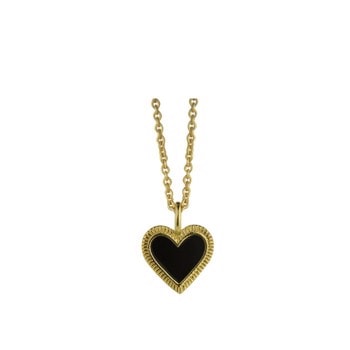 L'Amour black enamel halskæde i forgyldt sølv, Jeberg Jewellery