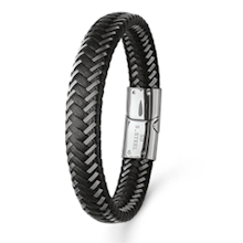 Støvring Design læder/stål armbånd,  med blank overflade, model 45241984