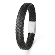 Støvring Design læder/stål armbånd,  med blank overflade, model 45241975
