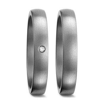Titanium - Twogether - Vielsesringe med 1 x 0,02 ct diamant