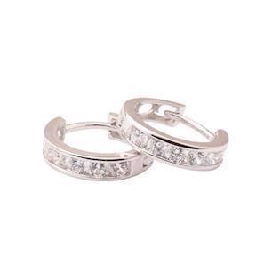 L & G 8 kt. hvidguld øreringe, Ø12 mm Creol med zirkonia