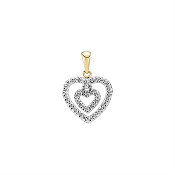 Vedhæng hjerte 0,10ct  TC.P2, 14 karat
