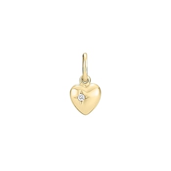 Vedhæng hjerte massivt 7x6,5mm Lab grown diamant 0,015CT TW.VS 14 karat, 