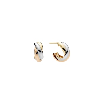 Ørestik 3-farvet 15mm, 14 karat
