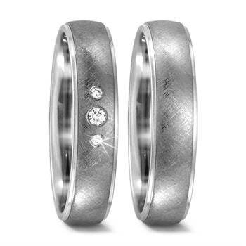 Titanium - Yes I Do - Vielsesringe med i alt 0,03 ct diamant
