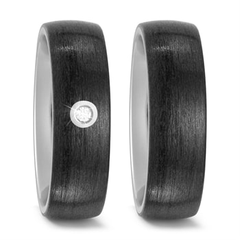 Titanium / Carbon - Yes I do - Vielsesringe med 1 x 0,03 ct diamant