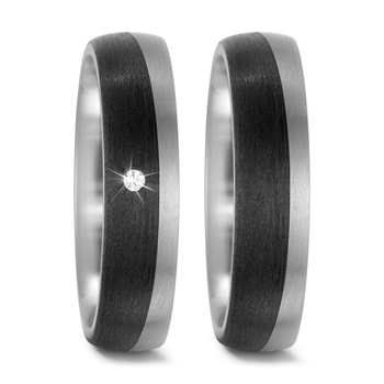 Titanium / Carbon - Yes I do - Vielsesringe med 1 x 0,02 ct diamant