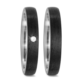 Titanium / Carbon - Yes I do - Vielsesringe med 1 x 0,03 ct diamant