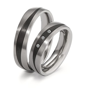 Titanium / Carbon - Twogether - Vielsesringe med i alt 0,03 ct diamant