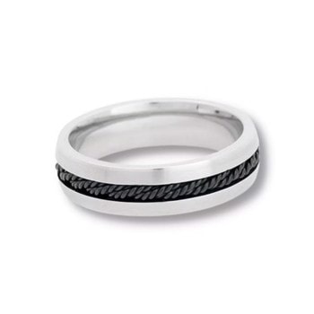 COSMO, Stål ring med en sort kæde i midten, by Billgren