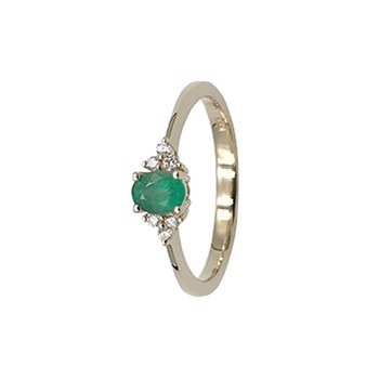 Blank 14 kt guld Rosette Fingerring med smaragd og diamanter fra LogG
