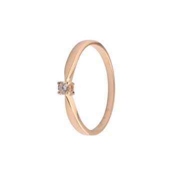 14 kt guld Solitaire Fingerring med 0,09 kt WSI diamant fra LogG