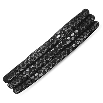 Christina Jewelry & Watches Sort m/ sølv 70 cm Italiensk slim læder armbånd, til 4 mm charms