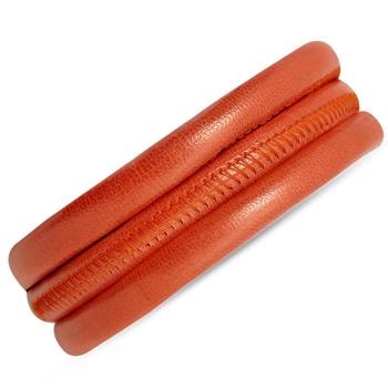 Christina læderarmbånd-70 cm, Koral