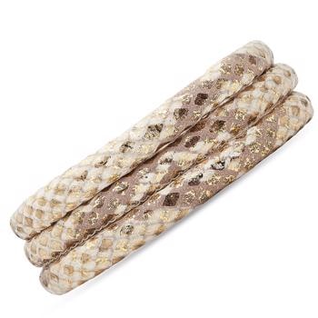 Christina læderarmbånd - 70 cm, Gold snake