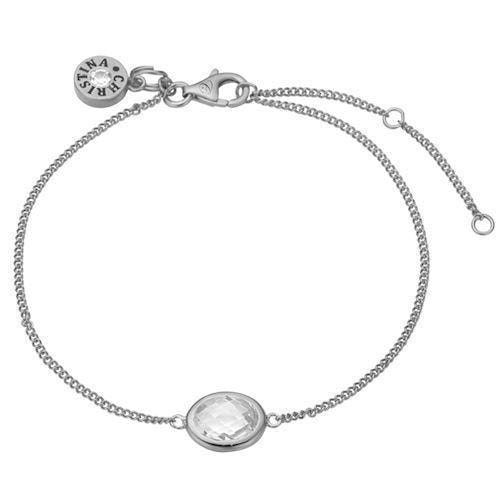 Christina Collect  sterling sølv WhitCrystal Fin kæde med facetteret hvid crystal, model 601-S03White
