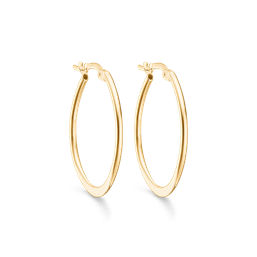Smuk oval creol i 8 kt guld med vippelås. fra Støvring Design
