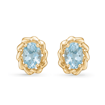 Ovale ørestikkere i 8 karat guld med smukke himmelblå topaz fra Støvring Design