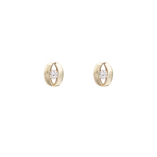 Ørestik 8 karat guld oval zirkonia, fra L&G