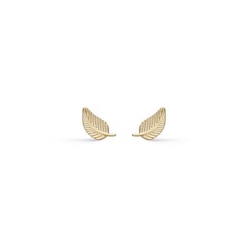Smukke små ørestikker med Blad, i 8 karat guld fra Støvring Design