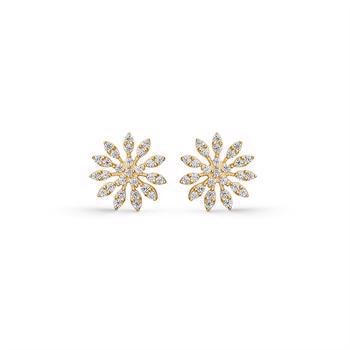 Støvring Design's Smukke blomster ørestikker , fuldt besat med glitrende zirkonia. Måler Ø 8 mm