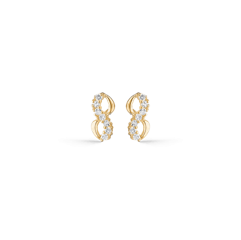 Støvring Design's Smukke små ørestikker, evighesd symboler besat med glitrende zirkonia på halvdelen af symbolet, måler 9 x 4 mm