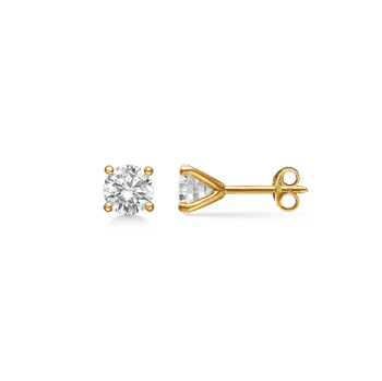 Elegante 8 kt. guld ørestikker med en 5,5 mm zirconia i 4 grabber. fra Støvring Design