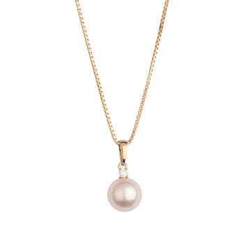 14 karat rødguld PEARLS vedhæng med diamant og ferskvandsperle