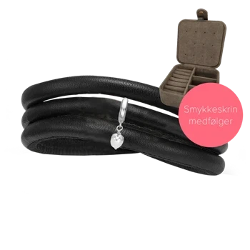 Embrace kampagne, Classic læderarmbånd 6 mm med perle charm i sølv & smykkeskrin