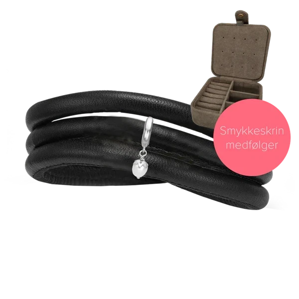 Embrace kampagne, Classic læderarmbånd 6 mm med perle charm i sølv & smykkeskrin