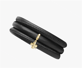 Mor's 6 mm læderarmbånd fra Christina med magnetlås & Firkløver