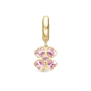 Pink Heart Forgyldt sølv charm til 6 mm læderarmbånd