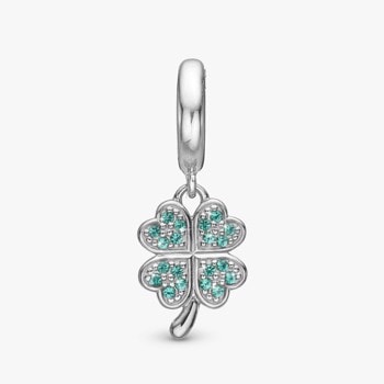 Lucky Clover, sølv charm til 6 mm læderarmbånd fra Christina Collect