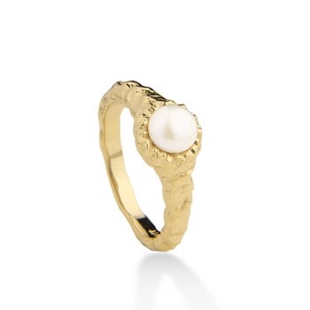 I AM GOLD-Forgyldt ring med perle, fra Jeberg (str 52)