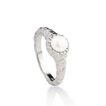 I AM GOLD-Sølv ring med perle, fra Jeberg (str 52)