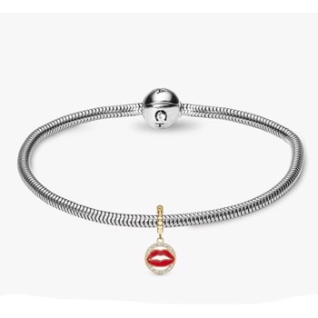 Christina Jewelry Anders Blichfeldt, Bonsoir Madame Kampagne sølv armbånd 4 mm med forgyldt charm.