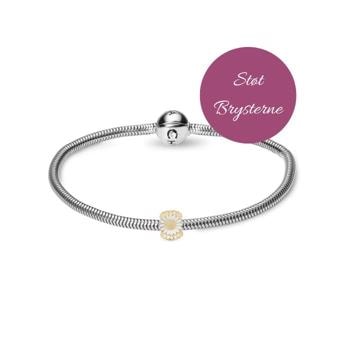 Støt Brysterne Kampagne, 4 mm sølv armbånd med forgyldt sølv charm